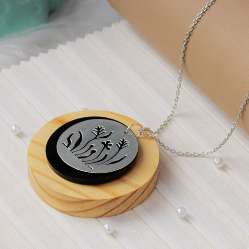 Herbal Wooden Back Pendant - The Earth Store - Fashion Accessories